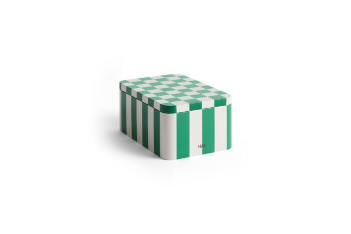 Tinnboks s green and off-white