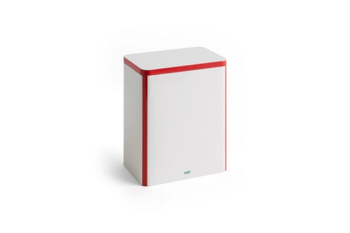 Tinnboks l off-white and red