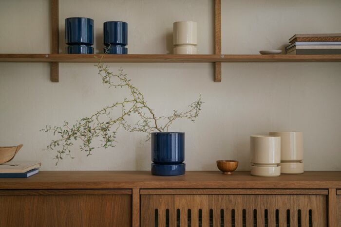 Blomsterpotte m/skål 16cm Sapphire blue