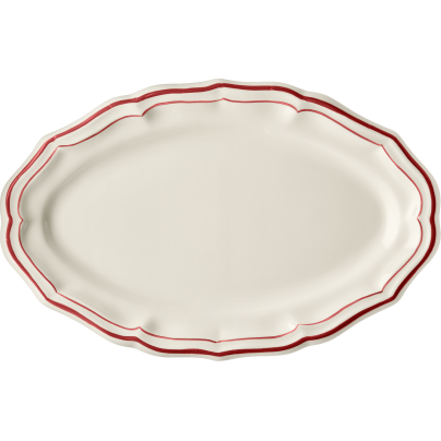 Gien-PLAT OVALE-FILET ROUGE