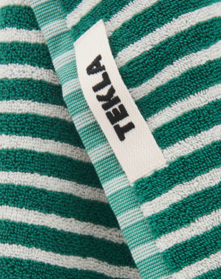 Tekla_håndkle_teal green stripes