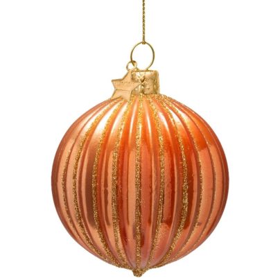 julekule rillet oransje_Vondels