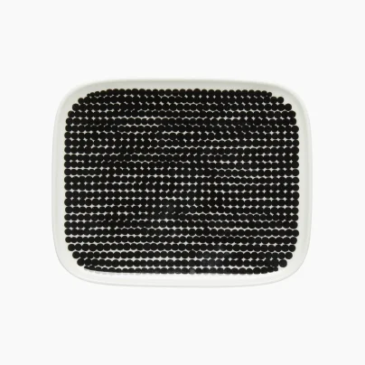 Marimekko Räsymatto Tallerken 15x12cm hvit-sort