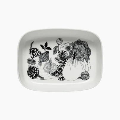 Marimekko Siirtolapuutarha Serveringsform 20,5x28cm hvit-sort