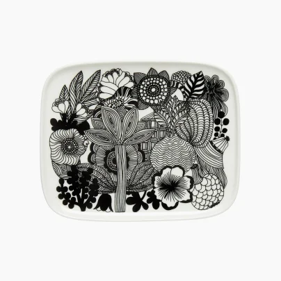 Marimekko Siirtolapuutarha Tallerken 15x12cm hvit-sort
