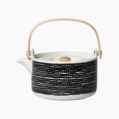 Marimekko Siirtolapuutarha Tekanne 7dl hvit-sort-prikker