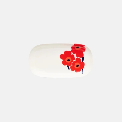 Marimekko Unikko Serveringsfat 17x32cm hvit-rød