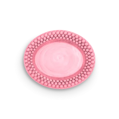 Rosa Mateus Bubbles oval tallerken i størrelse 20x16 cm med den karakteristiske boblekanten.