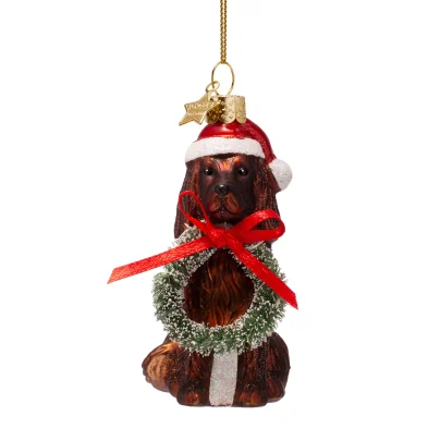 Vondels Hund brun med julekrans